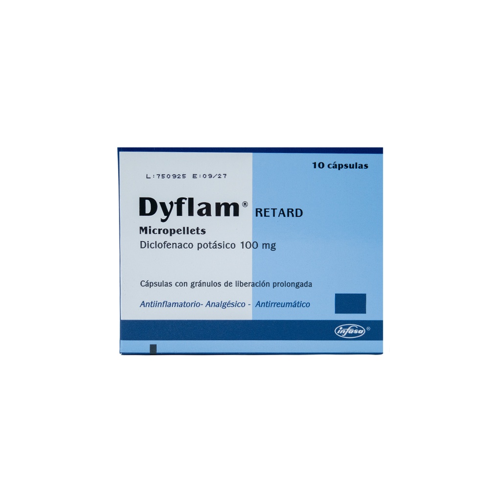 DYFLAM RETARD 100 MG DE 10 CAPSULAS CON MICRO PELLETS INDUSTRIA FARMACEUTICA, S.A.