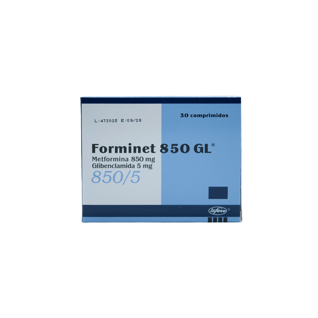 FORMINET GL 850MG/5MG 30 COMPRIMIDOS INDUSTRIA FARMACEUTICA, S.A.