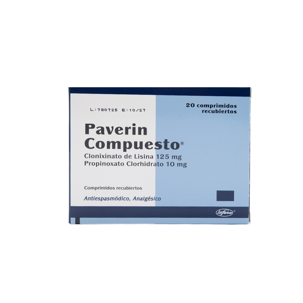 PAVERIN COMPUESTO CAJA x 20 COMPRIMIDOS INDUSTRIA FARMACEUTICA, S.A.