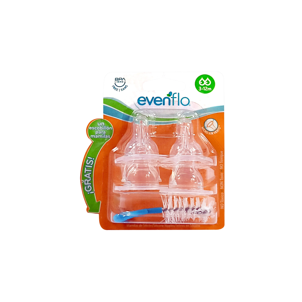 MAMON EVENFLO SILICON ANATOMICO CON ESCOBILLA EVENFLO