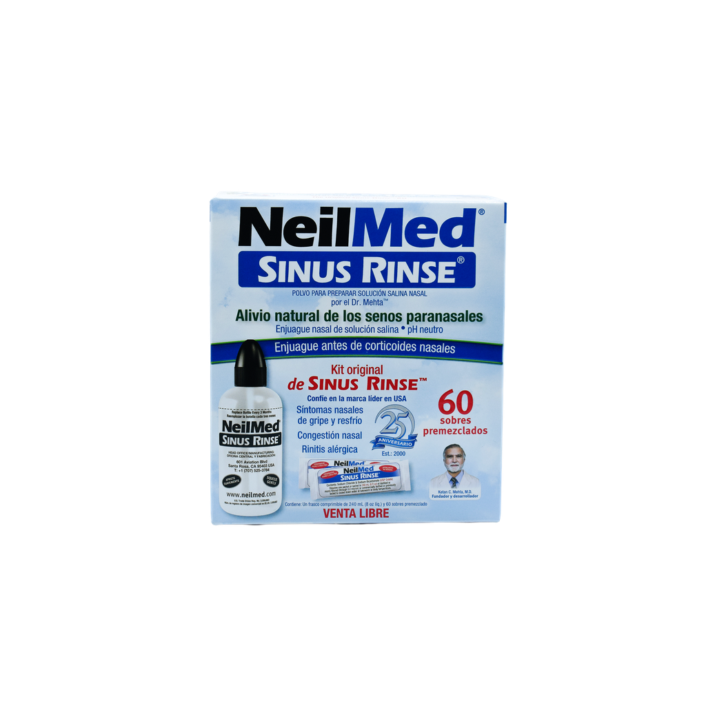 SINURINSE ADULTO KIT (Frasco 240ml y 60 Sobres) NEILMED