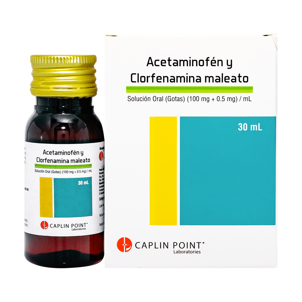 Acetaminofen + Clorfenamina Maleato (100mg+0.5mg)/ml Gotas 30ml CaplinPoint Laboratories Ltd.