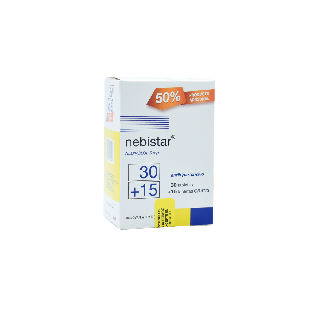 NEBISTAR 5MG X CAJA X 30+15 TABLETAS Donovan Werke