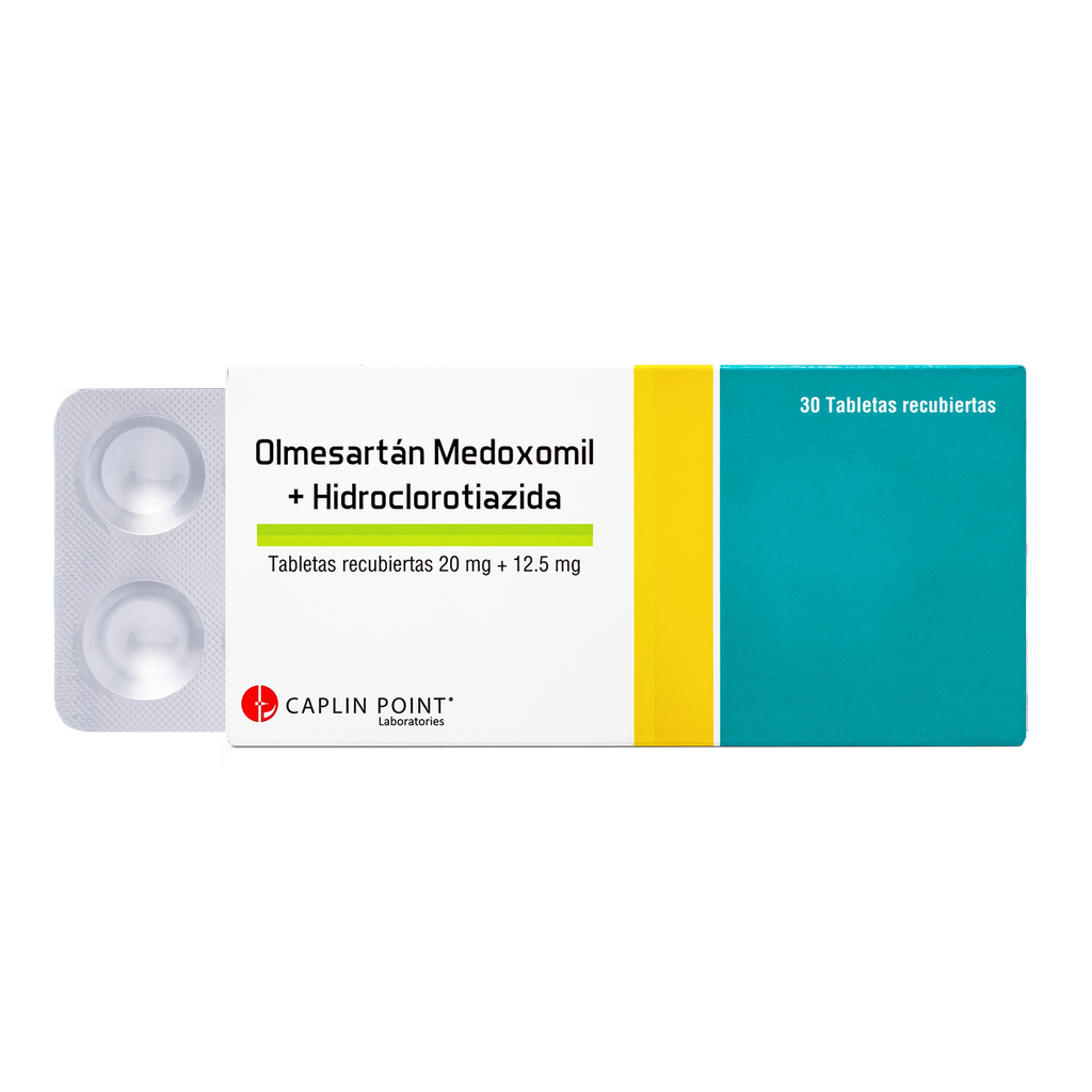 Olmesartán Medoxomilo 20mg + Hidroclorotiazida 12.5mg Tabs x 30s CaplinPoint Laboratories Ltd.