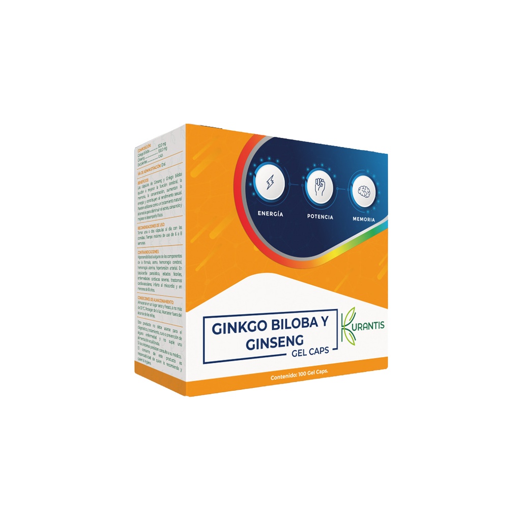 GINKGO BILOBA Y GINSENG CAJA X 100  KURANTIS