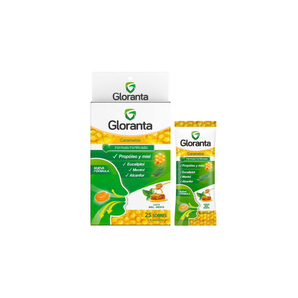GLORANTA MIEL-MENTA (25 SOBRES X 4 CARAMELOS)