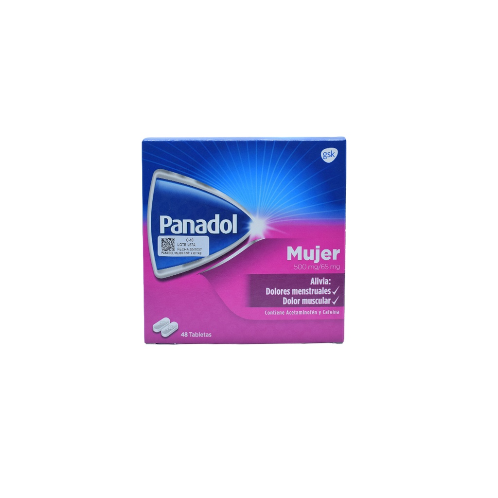 PANADOL MUJER DISP * 48 TABLETAS (24 sobres)