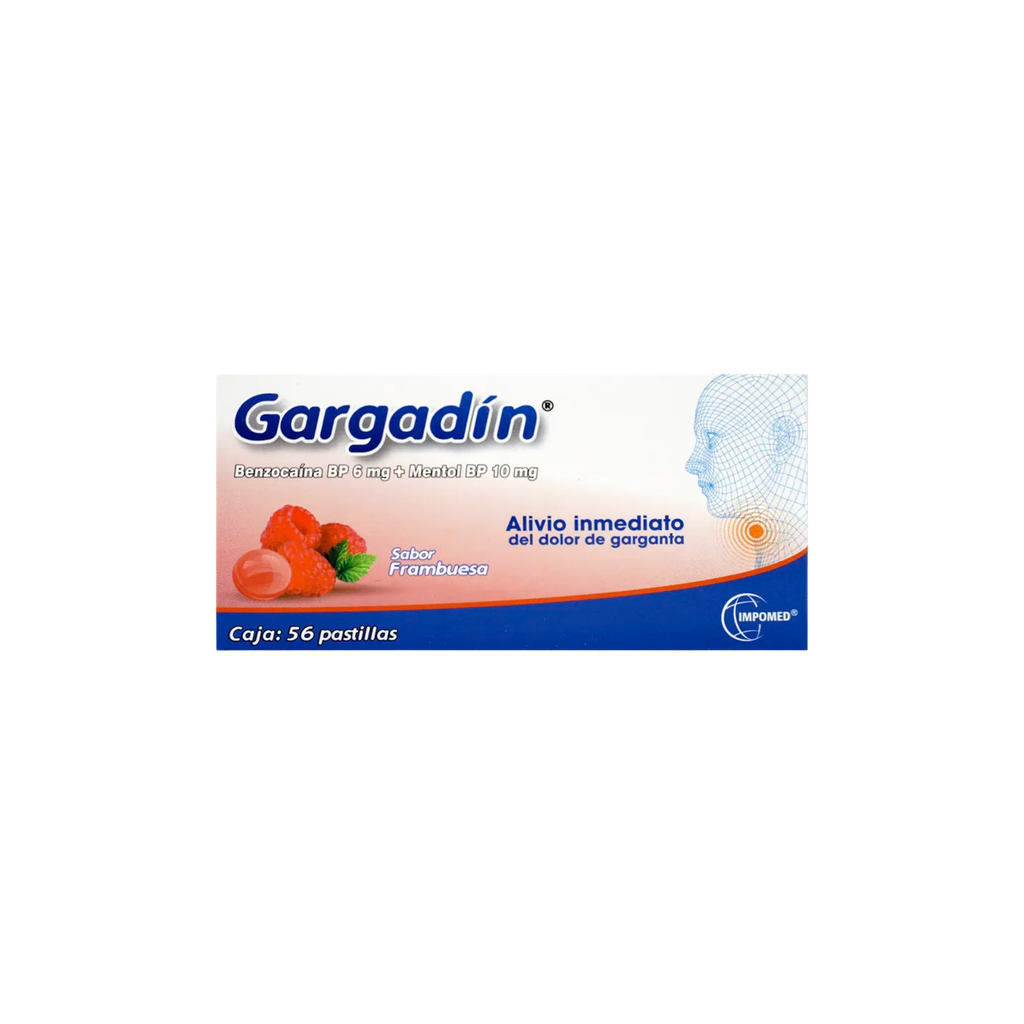 GARGADIN FRAMBUESA 6MG/10MG x 1 TAB ( CAJA DE 56 TABS) IMPOMED