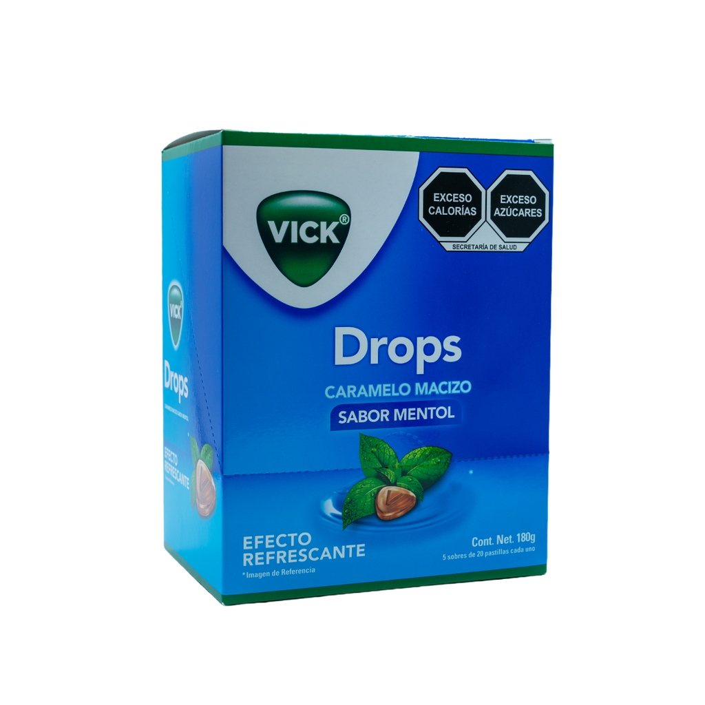 VICK DROPS SABOR MENTOL, MIEL Y JENGIBRE UNIDAD