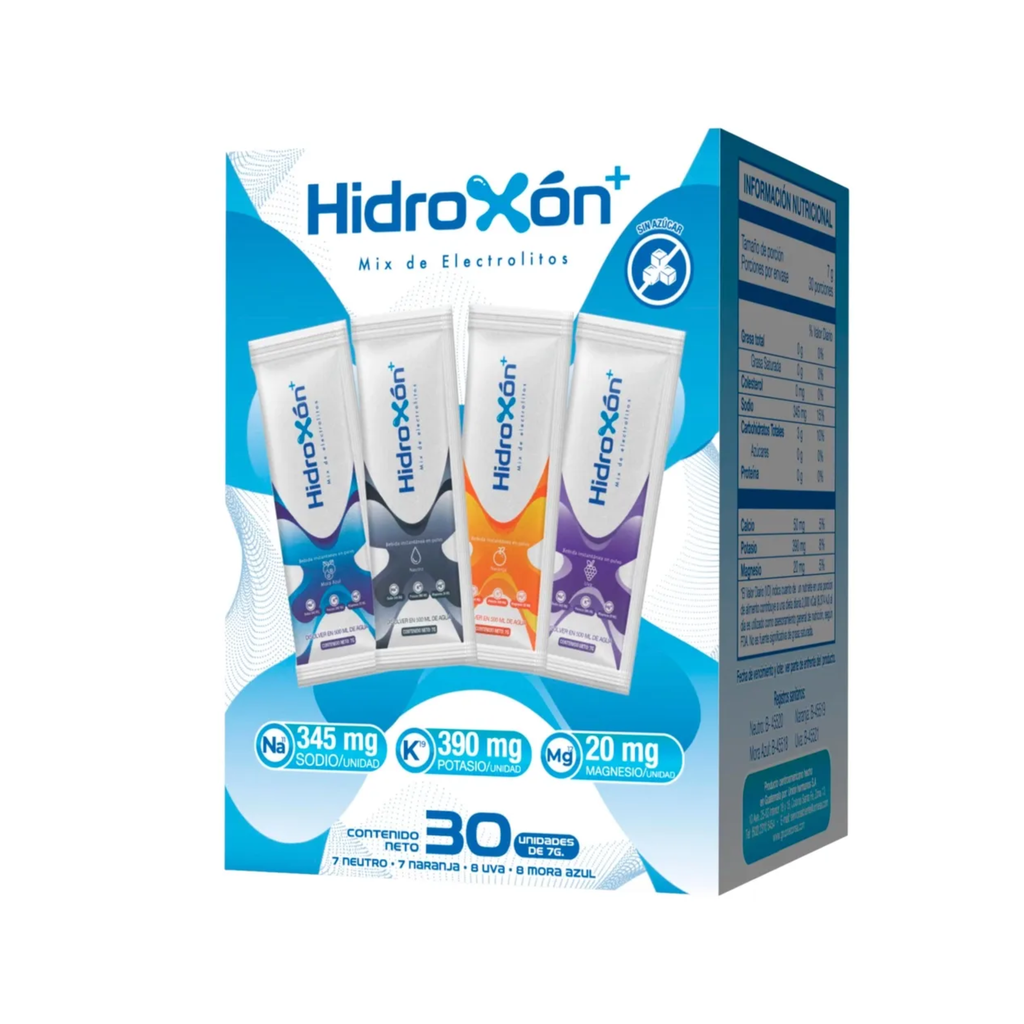 HIDROXON MIX DE ELECTROLITOS X SOBRE (CAJA DE 30) UNHESA