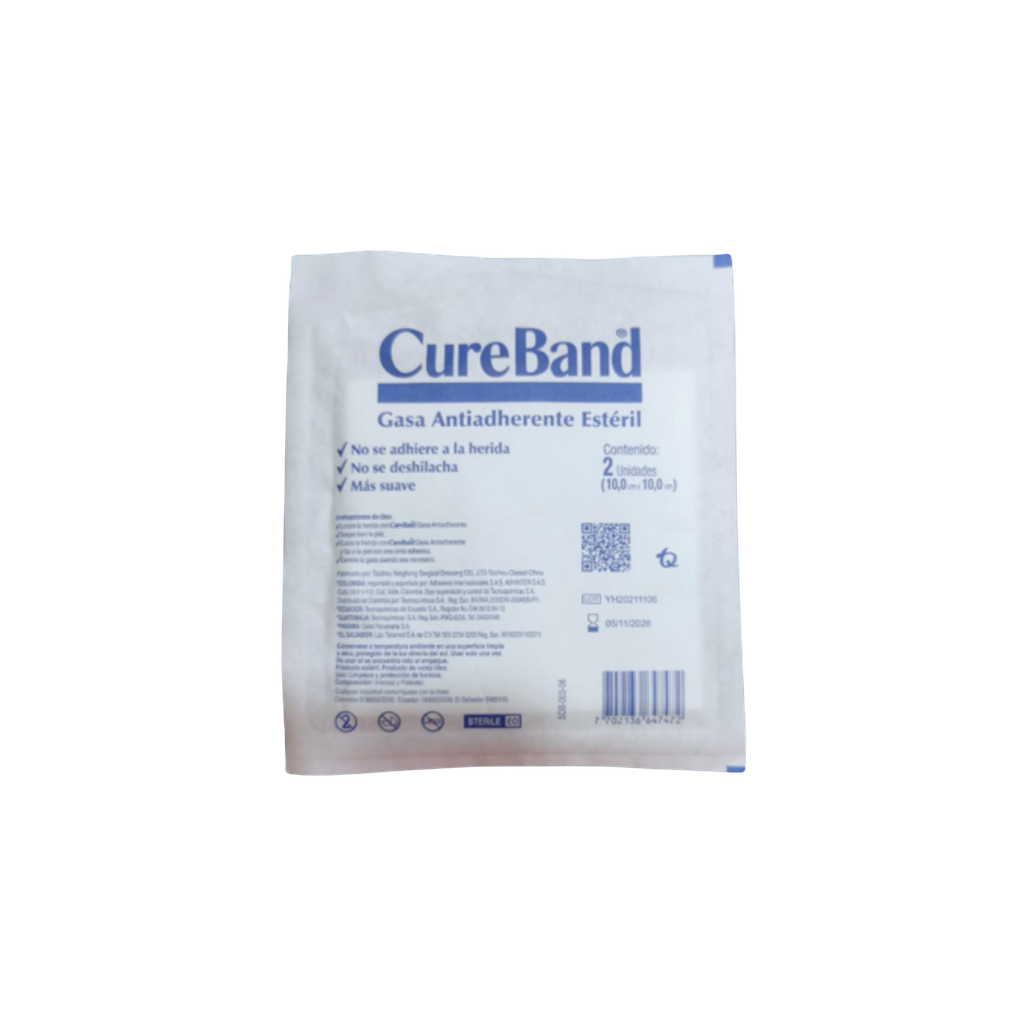 CUREBAND GASA ANTIADHERENTE 10 x 10 SOBRE 2 Und