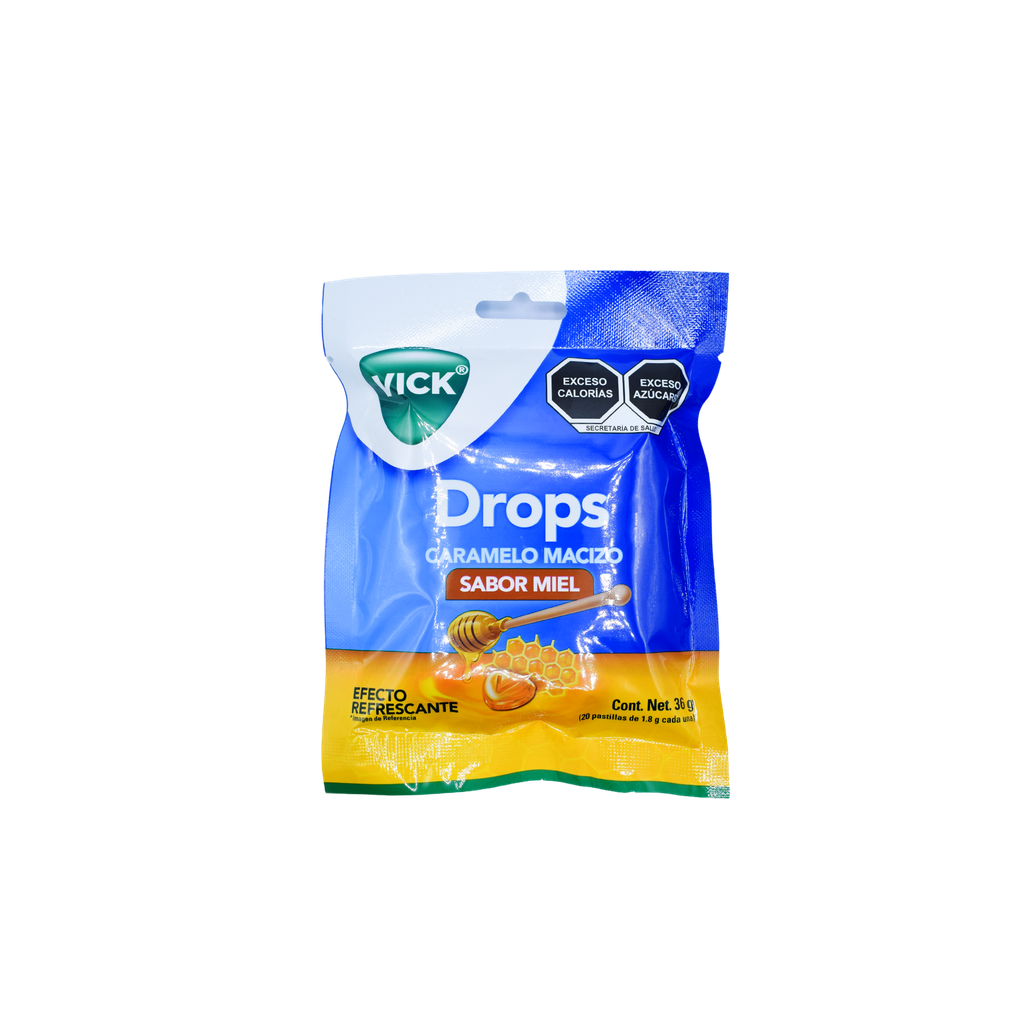 VICK DROPS SABOR MENTOL, MIEL Y JENGIBRE UNIDAD (copia)