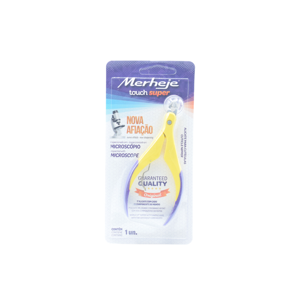 ALICATE P/ CUTÍCULAS MERHEJE TOUCH AMARILLO/VIOLETA
