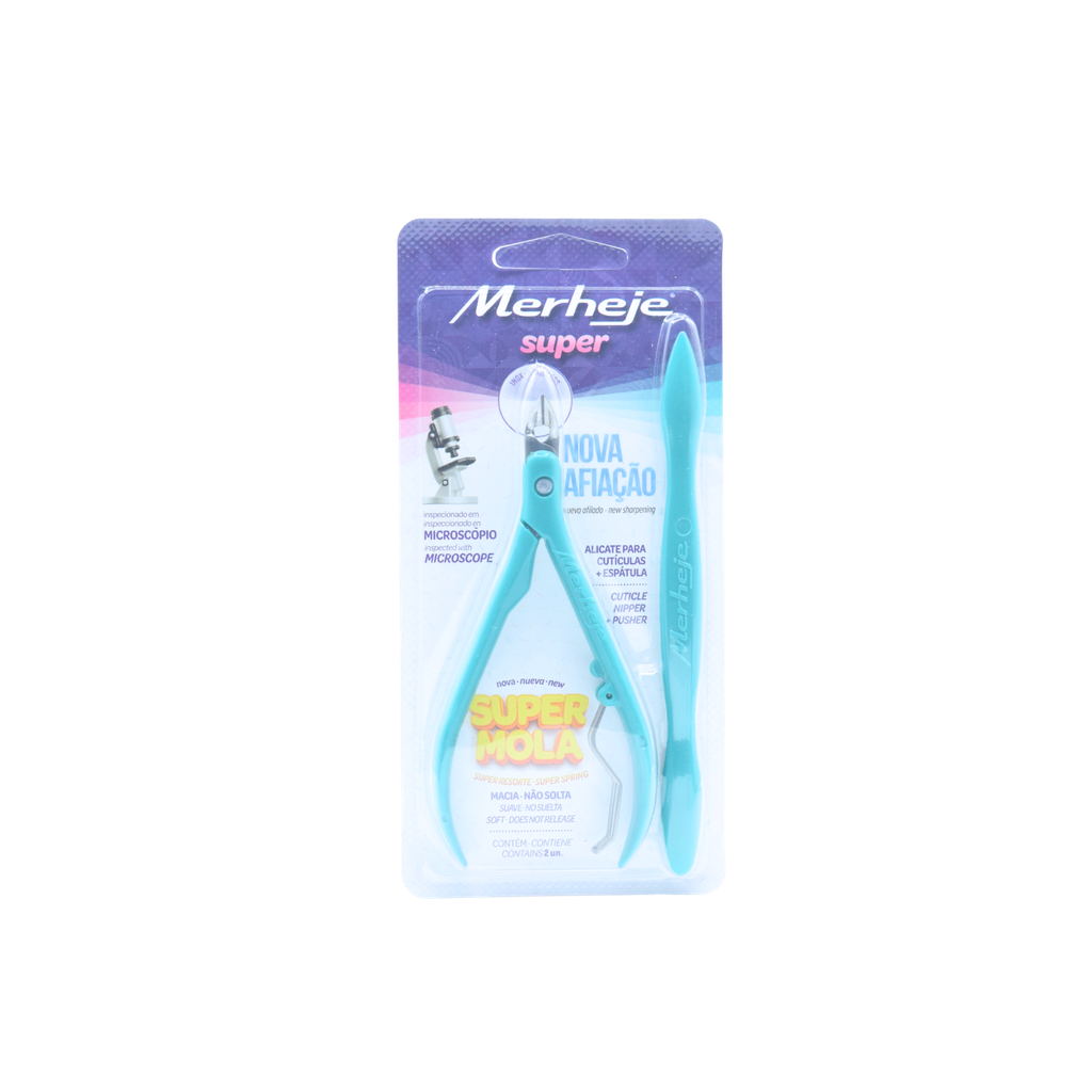 ALICATE P/ CUTICULAS MERHEJE SUPER VERDE CON ESPÁTULA