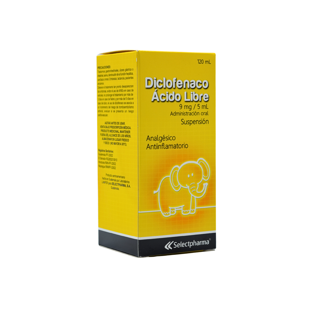 Diclofenaco Acido Libre 9mg / 5ml Suspensión Oral Fco 120 ml Selectpharma