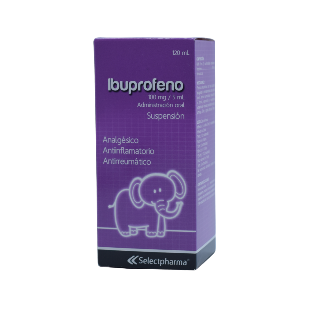 Ibuprofeno Suspensión Oral 100mg/ 5ml Fco 120 ml Selectpharma