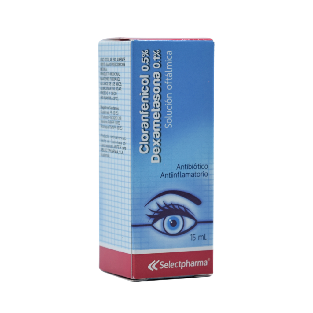 Cloranfenicol 0.5% + Dexametasona 0.1% Solución Oftálmica Gotero Fco. 15 ml SelectPharma