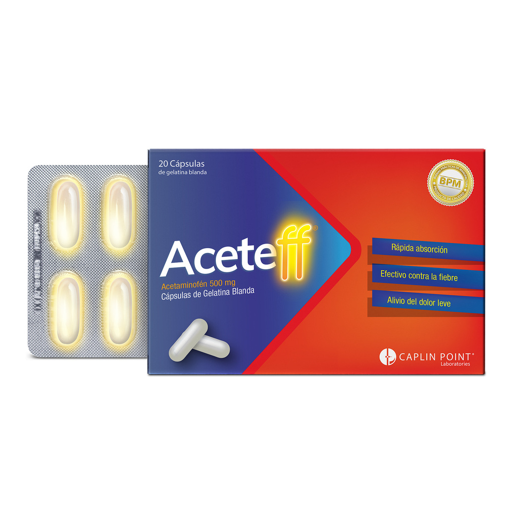 ACETEFF 500 mg Capsulas de gel caja x20 CaplinPoint Laboratories Ltd.(canjeaton)