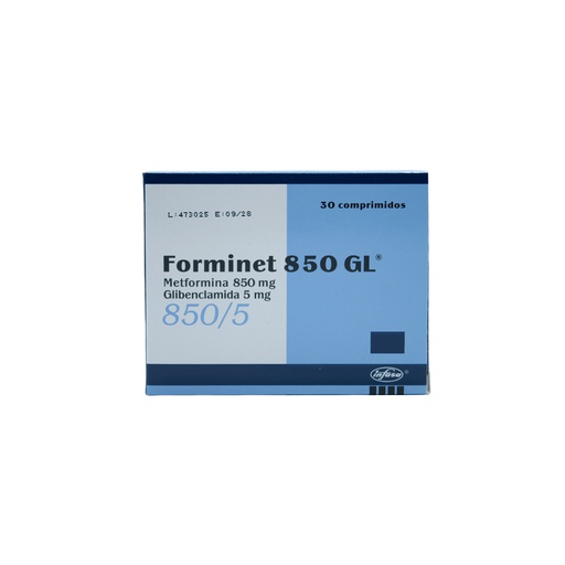[LB-073-003-N-0359] FORMINET GL 850/5 MG. DE 30 TABLETAS INDUSTRIA FARMACEUTICA, S.A.