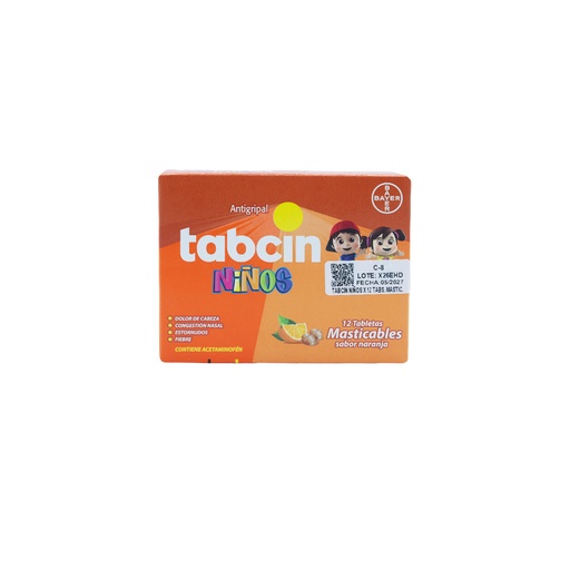 [LB-023-012-N-0034] TABCIN NIÑOS CAJA X 12 TABS. MASTICABLES NARANJA BAYER OTC