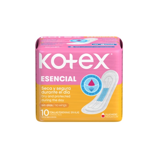 [LB-077-005-N-0003] KOTEX ESENCIAL TELA BOLSA S/ALAS X 10 KIMBERLY CLARK