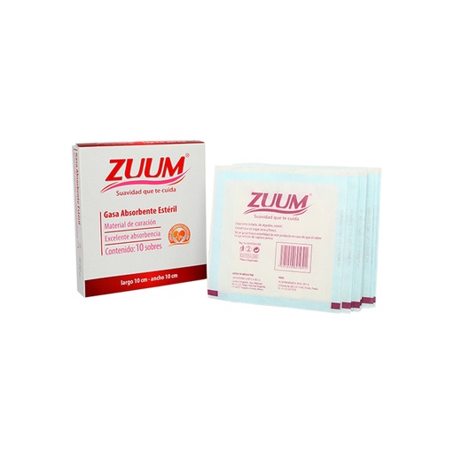 [LB-010-048-N-0009] GASA ESTERIL ZUUM 10 X 10 CM (CAJA X 10PZS.) Zuum