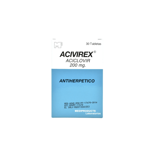 [LB-108-039-N-0012] Acivirex 200 Mg. Caja x 30 Tabletas Mediproducts, S.A.