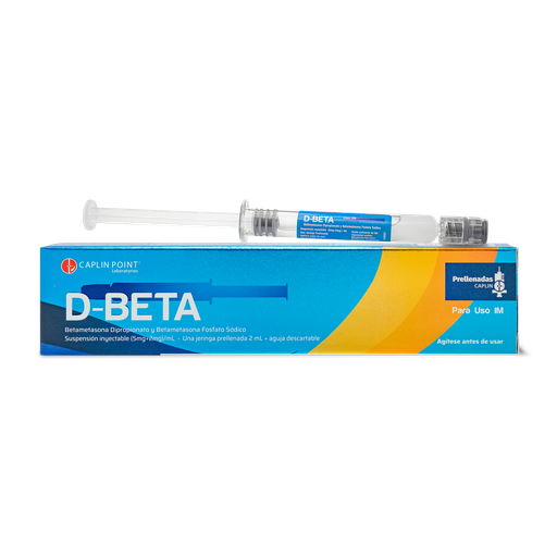 [LB001-001-N-0427] D-BETA (Betametasona Dipropionato 5mg + Betametasona Fosfato Sod. 2mg) /ml + Jeringa prellenada Caplin Point