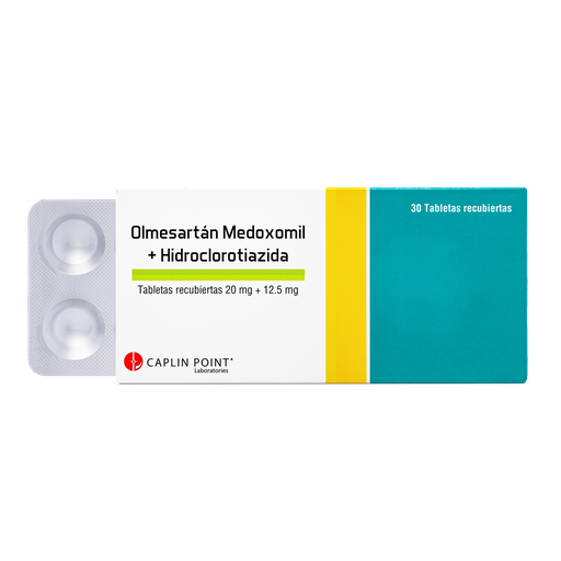 [LB001-001-N-0430] Olmesartán Medoxomilo 20mg + Hidroclorotiazida 12.5mg Tabs x 30s Caplin Point Laboratories