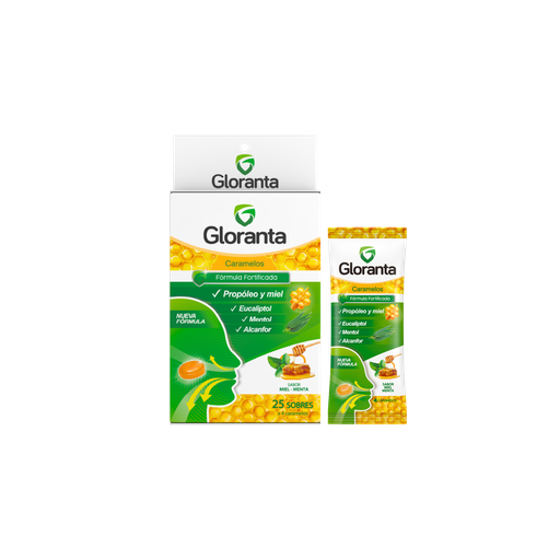 [LB-262-012-N-0006] GLORANTA MIEL-MENTA 100 CARAMELO (25 SOBRE X 4)