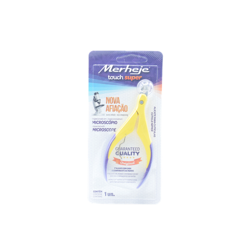 [MERJE-001-N-0003] ALICATE P/ CUTÍCULAS MERHEJE TOUCH AMARILLO/VIOLETA