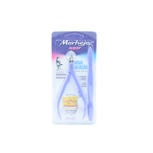 [MERJE-001-N-0005] ALICATE P/ CUTÍCULAS MERHEJE SUPER LILA CON ESPÁTULA