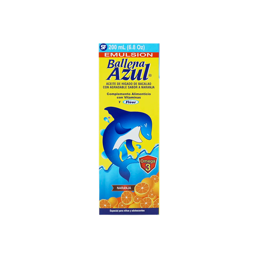 [LB156-002-N-0105] Ballena Azul Con Fluor Emulsion Oral Sabor Naranja 200 Ml Sante