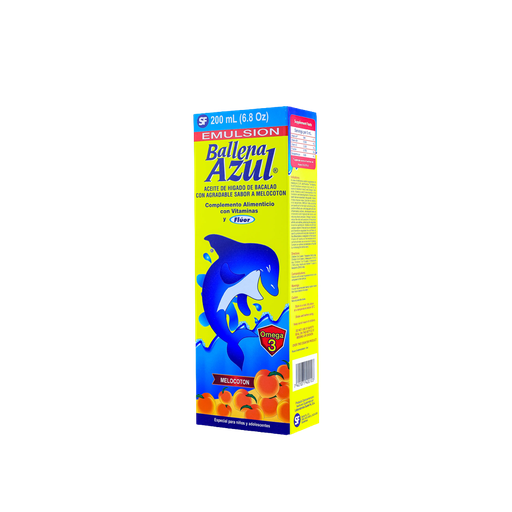 [LB155-002-N-0104] Ballena Azul Con Fluor Emulsion Oral Sabor A Melocoton 200 Ml Santa Fe
