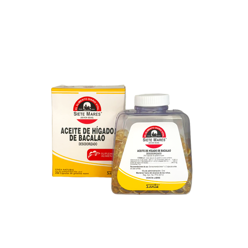 [LB156-002-N-0020] Aceite De Higado De Bacalao Siete Mares 250 Caps De Gelatina Suave Sante