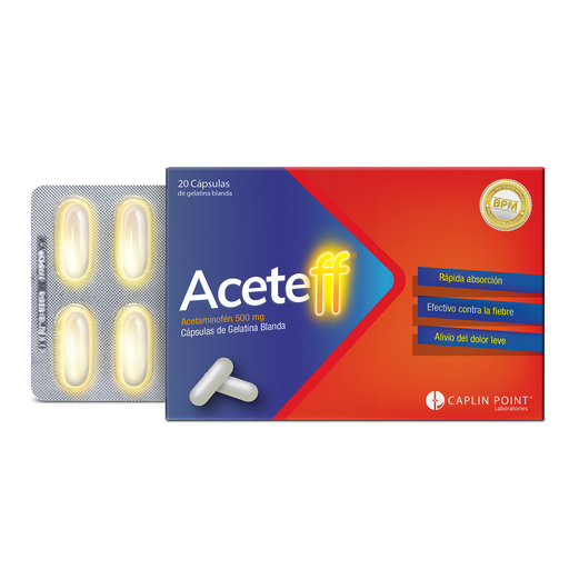 [LB001-001-N-0312] ACETEFF 500 mg Capsulas de gel caja x20 CaplinPoint Laboratories Ltd.(canjeaton)